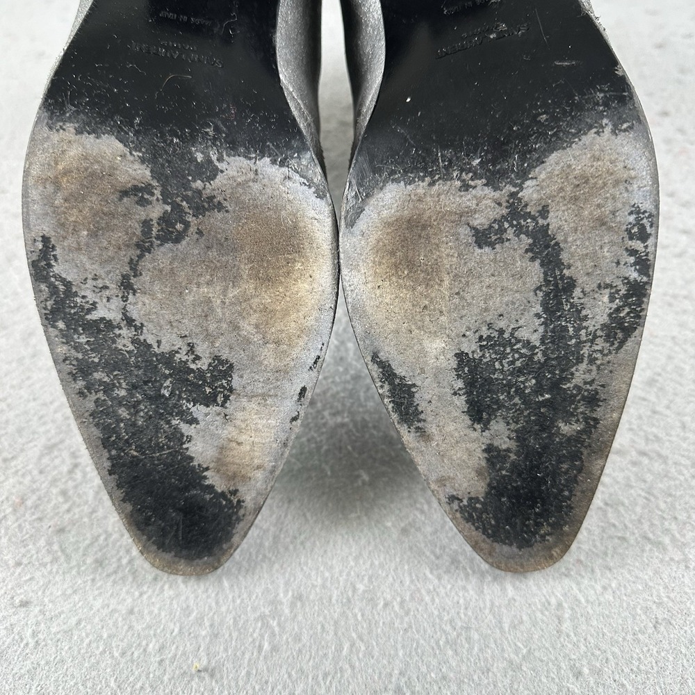 Saint Laurent Paris Silver Glitter Chelsea Heel Ankle Boots 40.5 EU - Picture 14 of 16